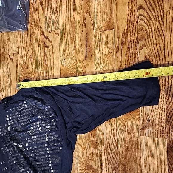 (M) XXI Forever 21 Sparkly Sequin Print Ruched Top Date Night Flattering Soft - Picture 6 of 10